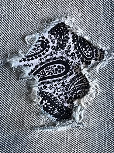 Black and White Perfect Paisley Peek-A-Boo Iron On Patches by Holey Patches (3" x 5" Set of 2)