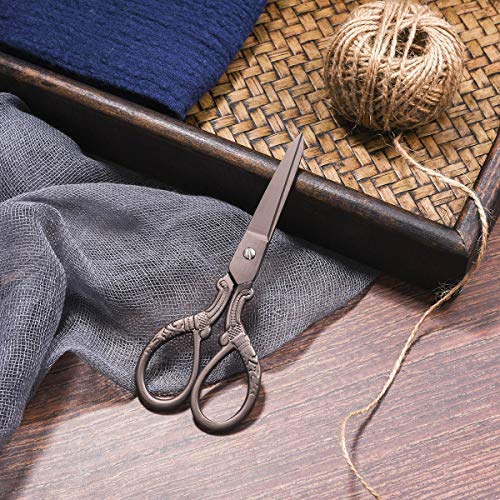 HITOPTY 5inch Vintage Style Scissors Titanium Plating Stainless Steel Antique Shears for Craft Embroidery Crochet Needle Point Knitting Project