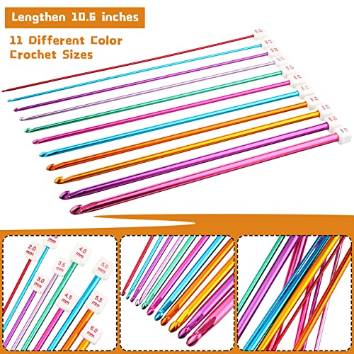 23 Pieces Tunisian Crochet Hooks Set 3-10 mm Cable Bamboo Knitting Needle with Bead Carbonized Bamboo Needle Hook 2-8 mm Assorted Color Tunisian Afghan Aluminum Crochet Hooks (Clear Cable)