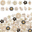Arogheiz 52 Pcs Pearl Rhinestone Buttons Flat Back 13 Style Floral Embellishments Pearl Brooches for DIY Crafts Jewelry Making Clothes Shoes Wedding Party Gift Card Decor