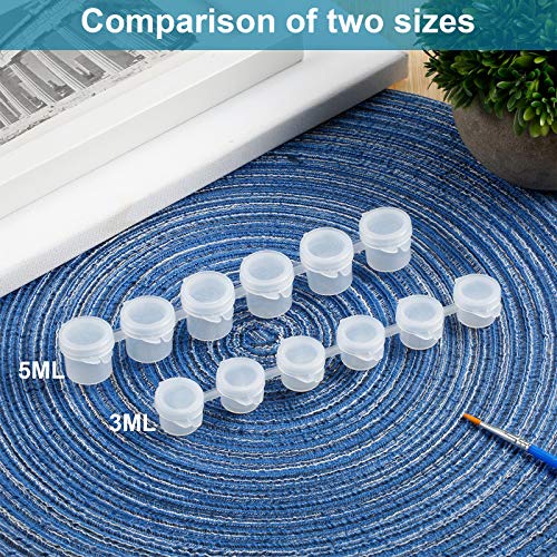 150 Strips 900 Pots Empty Paint Strips Paint Cup Pots Mini Strips Clear Plastic Storage Containers with Lids Art Painting Craft Supplies for Classrooms Schools Paintings Art Festivals (3 ml)