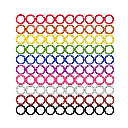 Colorful Iron O-Rings & Stitch Ring Markers for Knitting/Crochet/etc, (Includes 10 Colors, for Knitting/Crochet/etc (Medium (Internal Diameter 13mm), 100pcs)