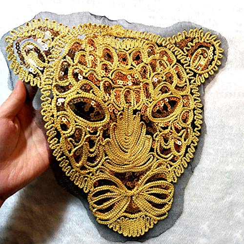 Fashion Patch Sequins Black Panther Head Embroidery Clothing Repair DIY Handmade Patch (Color C)