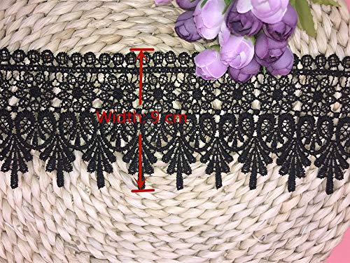 9CM Width Europe Chips Pattern Inelastic Embroidery Lace Trim,Curtain Tablecloth Slipcover Bridal DIY Clothing/Accessories.(2 Yards in one Package) (Pink)