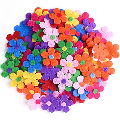 Coopay 240 Pieces Felt Flowers Fabric Flower Embellishments Assorted Colors for DIY Crafts