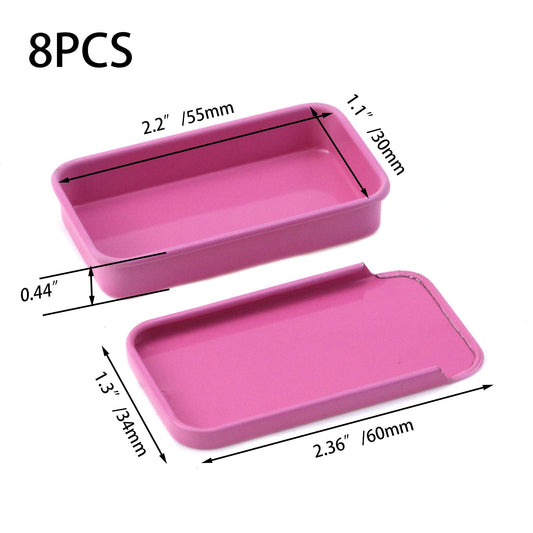 Tighall 8PCS Metal Slide Top Tin Containers Rectangle Tin Box Empty Storage Tins for Lip Balm Candles Crafts Candies Jewelry (2.2"*1.1"*0.4",Pink)