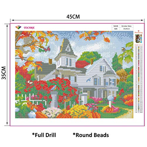 TOCARE 5D Diamond Painting Kits for Adults 45x35cm Round Full Drill Painting with Dotz October Skies
