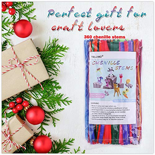 Pipe Cleaners Craft Chenille Stems, 360 Pieces 30 Assorted Colors for Crafting DIY Arts Projects Decorations, 6mm x 12inch Fuzzy Colored Chenille Stem Sticks Set Craft Supplies for Kids and Adults