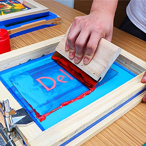 DELIOU Silk Stencil Screen Printing Squeegee，Wooden Ink Scraper for Screen Printing (5.9 inch) Water Squeegee - 75 Durometer) (5.9inch)