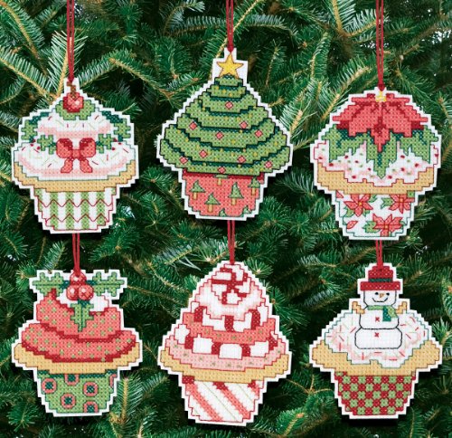 Janlynn 21-1390 Christmas Cupcake Ornaments Counted Cross Stitch Kit