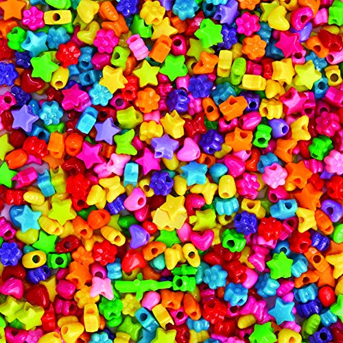 Fun shapes pony beads, 1lb, set of 1800 beads, lacing hole 1/8 inches, craft, hobby, arts & crafts, fun, art supplies, fun shaped pony beads