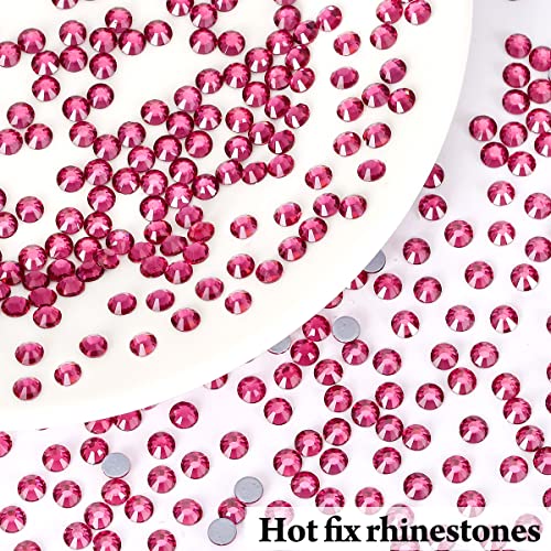 Rhinestones Flatback Rhinestones Hotfix Rhinestones Glass Round Crystals Gems for Crafts Clothes Shoes Bag DIY Decoration Rose (SS16/4MM/1440pcs)