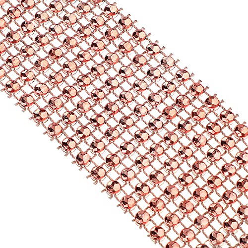 10 Yard Acrylic Rhinestone Diamond Ribbon for Wedding Cakes, Birthday Decorations, Baby Shower Events and Arts and Crafts Projects (Rose Gold,8 Row)
