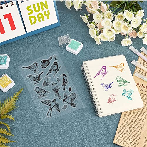 ORIGACH Realistic Birds Clear Stamps TPR Transparent Stamps with Acrylic Stamping Block for Card Making Decoration and DIY Scrapbooking