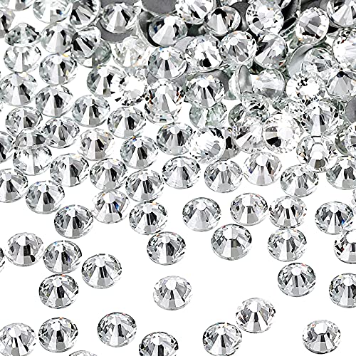 576 Pieces SS30 SS34 SS40 AB Crystal Rhinestones Glass Stones Glitter Gems Flat Back Brilliant Round Rhinestones for Nail Crafts Makeup Clothes Shoes Decorations (Clear AB,SS40)