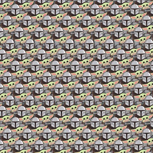 Quilting Cotton for Sewing - Star Wars Collection - 100% Cotton - Soft, Decorative Material - Pre-Cut 44-45 Inches Wide x 2 Yards - by Camelot Fabric (Mandalorian Stickers Multi)