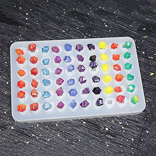 AMZTOART Mold Resin Craft Makes 60 Crystals - Small Crystal Stones Silicone Mold for Resin - Candles - Soap - Ice Cube - Jewelry - 1 Unique Shapes (White)