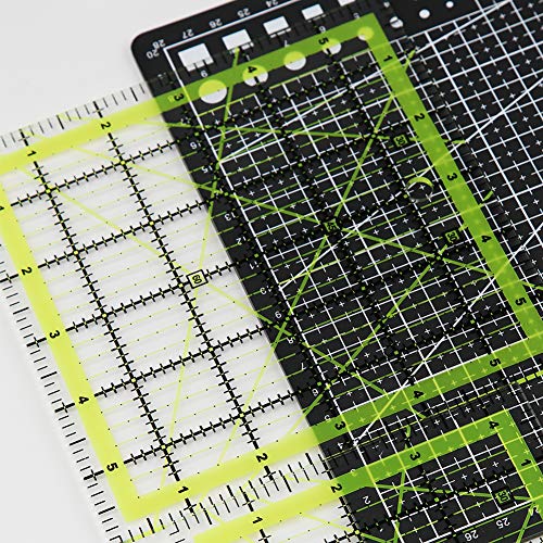 UOOU Quilting Ruler (6"X6") 1 Pack, Square Quilting Rulers Fabric Cutting Ruler Acrylic Quilters Rulers Clear Mark with Non Slip Rings for Easy Precision Cutting and Crafts Quilting and Sewing