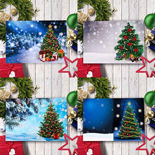 YOBEYI DIY Christmas Card with Diamond Painting Drill by Numbers 4Packs Christmas Tree Santa Claus New Year Greeting Card Christmas Stickers Christmas Gifts (B)