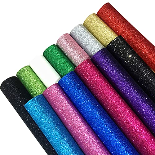 OZXCHIXU 14pcs Shiny Superfine Faux Lather Sheets, PU Glitter Leather Fabric Sheet for DIY Earrings Crafts Hair Bows Christmas Decoration and Jewelry Making, 7.8" x 11.8"