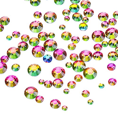Outus 1000 Pieces Flat Back Gems Multi AB Color Rhinestones 5 Sizes (2 mm - 5 mm), Round Crystal Gems for Crafts Nail Face Art Clothes Shoes Bags DIY