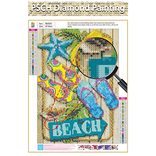 PSCH 5D Diamond Painting Kit,Diamond Painting Art Kits for Adults,Round Full Drill Diamond Art Kits,Paint with Diamonds Kits for Home Wall Decor（Cool Summer）