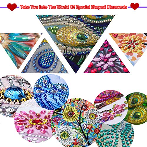 Diamond Painting Bookmarks -Diamond Painting by Number Kits,Painting Cross Stitch Peacock Partial Drill Crystal Rhinestone Embroidery Pictures Arts Craft for Reading Gift Ross Beauty