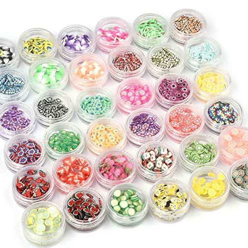 SEVENWELL 36pcs 3D Tiny Fruit Flower Leaves Slice Charms Resin Confetti for Slime, DIY Crafts, Nail Art, Resin Mold, Clay, Face Decorations