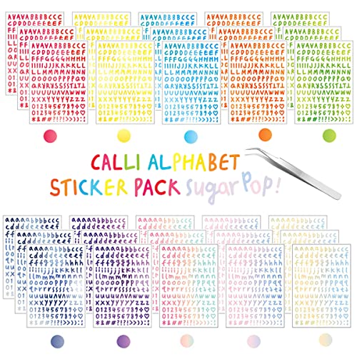 30 Sheets Alphabet Number Stickers Colorful Adhesive Letter Stickers, Number Letter Stickers for Decoration Arts, DIY Crafts, Bullet Journal Supplies, Scrapbook, Card Gift Wrapping (Ten Theme Colors)