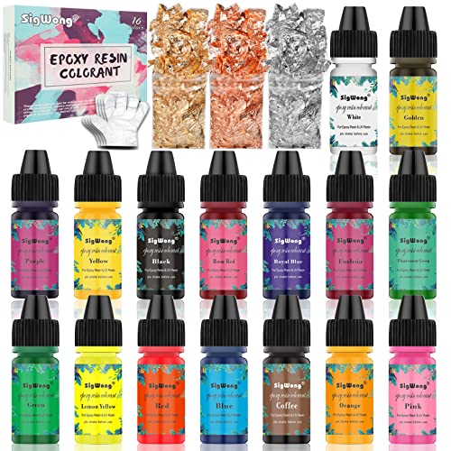 Epoxy Resin Pigment - 16 Color Liquid Translucent Epoxy Resin Colorant, Highly Concentrated Epoxy Resin Dye for DIY Jewelry Making, AB Resin Coloring for Paint, Craft - 10ml Each