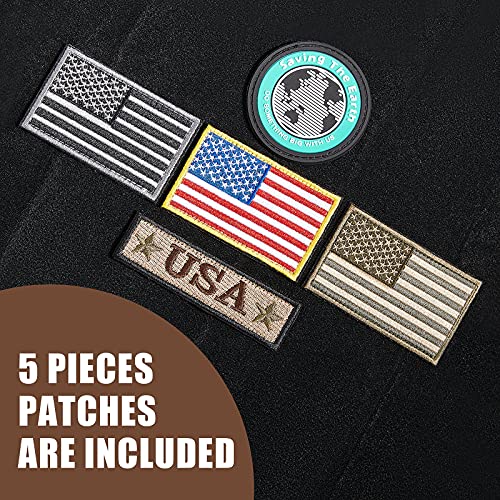 Tactical Patch Display Board 24 x 18 Inch Foldable Military Patch Holder Panel and 5 American Flag Patch USA Flag Patch Military Uniform Emblem Patch Hook and Loop Tactical Patch for Collection Supply