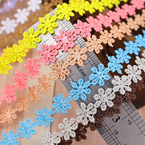 Colorful Lace Trim 15 Colors Embroidery Lace Trim Floral Craft Lace for Sewing, DIY Craft, Clothes Decoration, Home Decor (15*1 Yards)