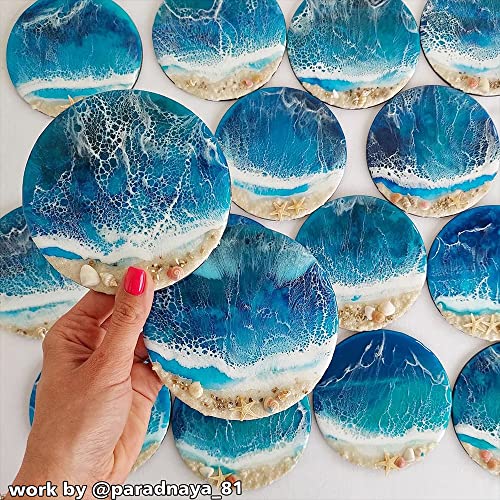 ResinWorld 4 Pack 4 inches Round Coaster Molds, Thick Coaster Silicone Molds for Resin Casting, Geode Aagte Silicone Coaster Epoxy Casting Mold