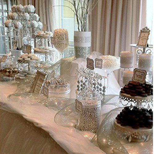 Bling Rhinestone Diamond Mesh Ribbon Wrap,Storystore Silver Acrylic Bling Diamond Wrap Ribbon for Wedding, Cake, Vase Decorations, Party Supplies (60Ft)