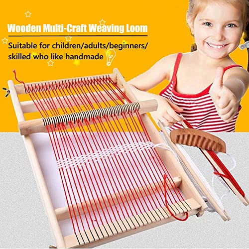 Weaving Loom Kit,Wooden Multi-Craft Weaving Loom Tapestry Loom Large Frame 9.85x 15.75x 1.3inch,DIY Hand-Knitting Weaving Machinewith Loom Stick Bar for Kids, Adult and Beginners Handcraft Loom