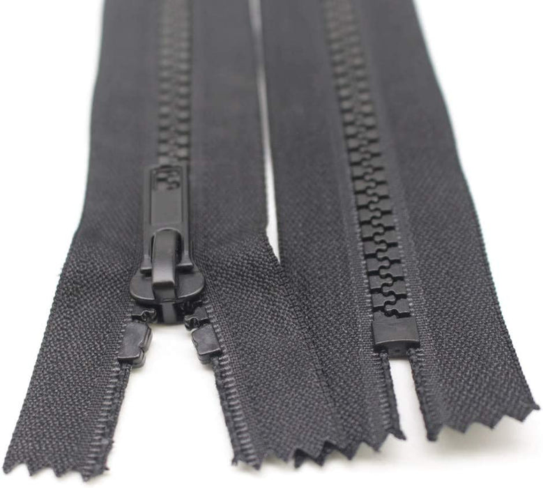 YaHoGa 2PCS 16 Inch #5 Close End Plastic Zippers Bulk Black Molded Resin Zippers for Sewing Clothes Purse Bags Crafts (C/E 16" 2pcs)