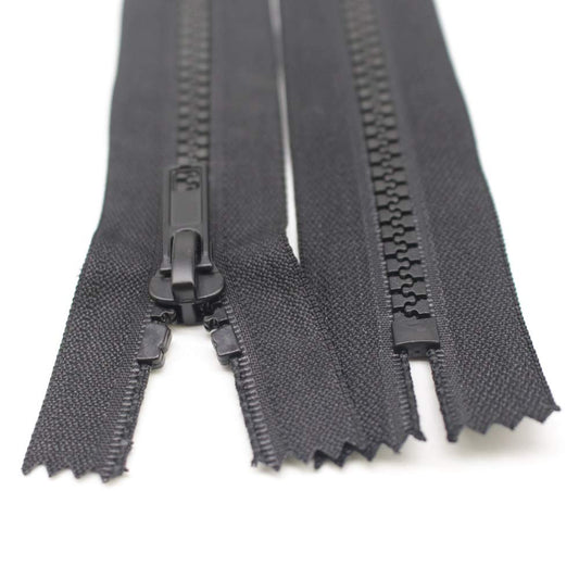 YaHoGa 2PCS 16 Inch #5 Close End Plastic Zippers Bulk Black Molded Resin Zippers for Sewing Clothes Purse Bags Crafts (C/E 16" 2pcs)