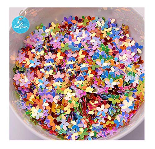 Carykon 3200pcs of 10mm Five Leaf Flower Sequins in 18 Colors Mixed Packaging, Flower Sequin Crafts.