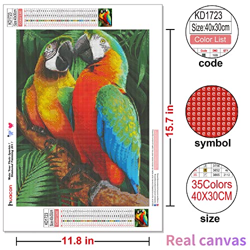 Huacan Parrot Diamond Painting Kits, Full Drill Square Diamond Painting Kits for Adults, Diamond Art Home Wall Decor 11.8x15.7in/30x40cm