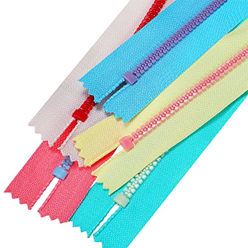 TecUnite 20 Pieces Plastic Resin Zippers with Lifting Ring Quoit Colorful Zipper for Tailor Sewing Crafts Bag Garment (12 Inch)
