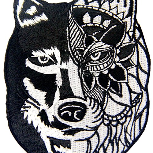 ZEGINs Sunflower Tribal Wolf Applique Embroidered Badge Iron On Sew On Patch