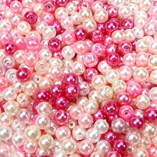TOAOB 1000pcs 4mm Pearl Beads Multi Colors Glass Pearl Beads Round Tiny Craft Beads Loose Pearls for Jewelry Making DIY Craft Necklaces Bracelets and Vase Filler
