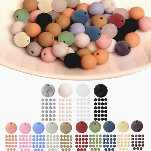 LIZHOUMIL 300pcs Silicone Beads 9mm Silicone Loose Beads for Keychain Making Candy Color Silicone Round Beads for DIY Necklace Bracelet Jewelry Crafts Making