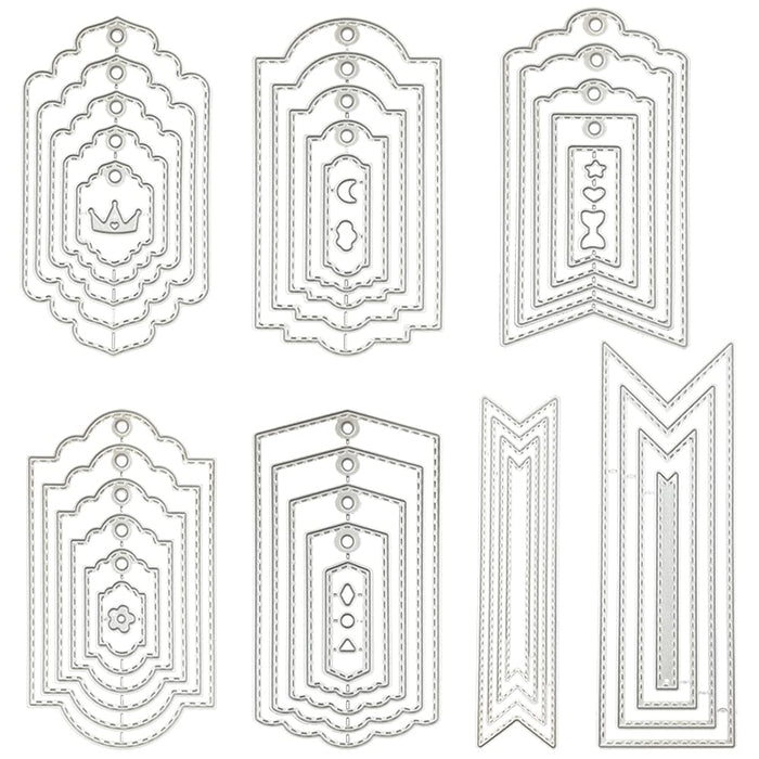 Metal Cutting Dies for Bookmark DIY Craft, SENHAI 7 Sets 44 pcs Carbon Steel Embossing Template Metal Stencils Scrapbooking Tool for Card Making Bookmark Scrapbooking Album Paper Cards