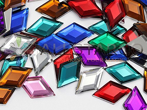 Allstarco 11x18mm Flat Back Diamond Acrylic Rhinestones Plastic Gems for Jewelry Making Costume Jewels Cosplay Embelishments - 35 Pieces (Red Ruby H103)