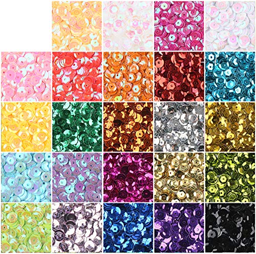 CCINEE Loose Sequins,Bulk 24 Rainbow Round Cup Sequins for Sewing Craft Nails Decorations,16000PCS,6MM