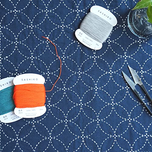 DARUMA Sashiko Thread 100% Cotton Card Type (32.8 yd) x 5 Colors with English Manual, Sewing & Embroidery Value Set (Thick, Yukidoke)
