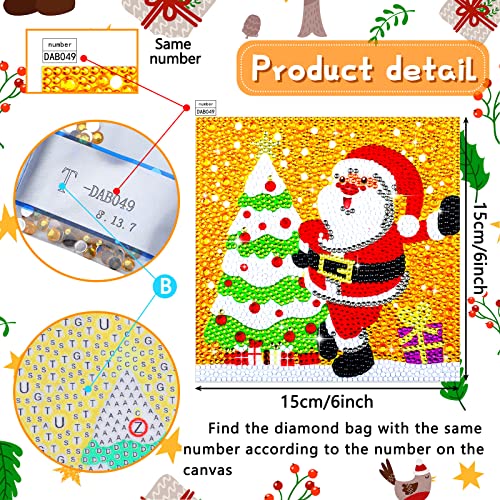 Charniol 9 Pcs Christmas 5D Diamond Painting Kits Santa Claus Snowman Round Drill Dots Craft Handmade Square Art for Decoration (Snowman, Style)