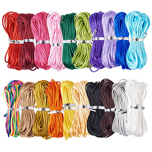 Elecrelive 20 Colors 1mm Nylon Trim Beading String Chinese Knotting Cord Nylon Macrame Thread Cord for Necklace Bracelet Braided Jewelry Making 200 Yards