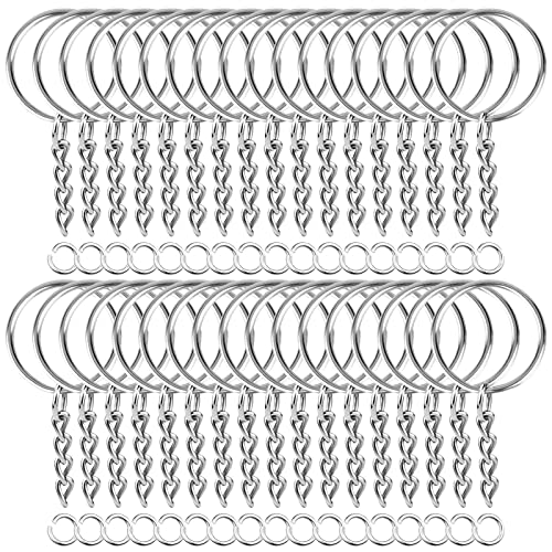 Paxcoo 150Pcs Split Key Chain Rings with Chain and Jump Rings Bulk for Crafts (25mm)